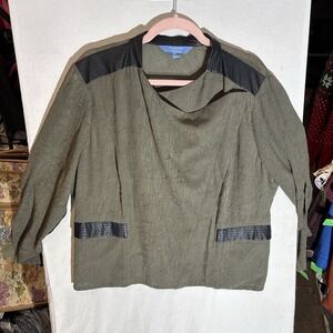 Simply Vera Wang Womens Long Sleeve Sheer Textured Asymmetrical Zip Up Blouse XL